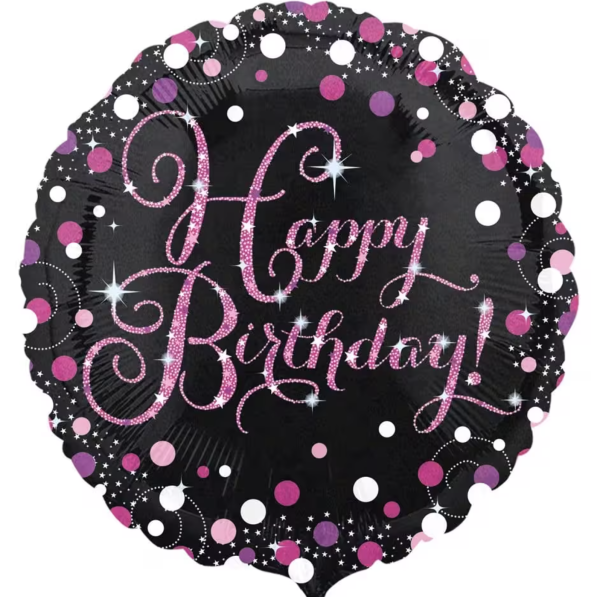 Folienballon - Sparkling Birthday pink, Happy Birthday - ø 43cm